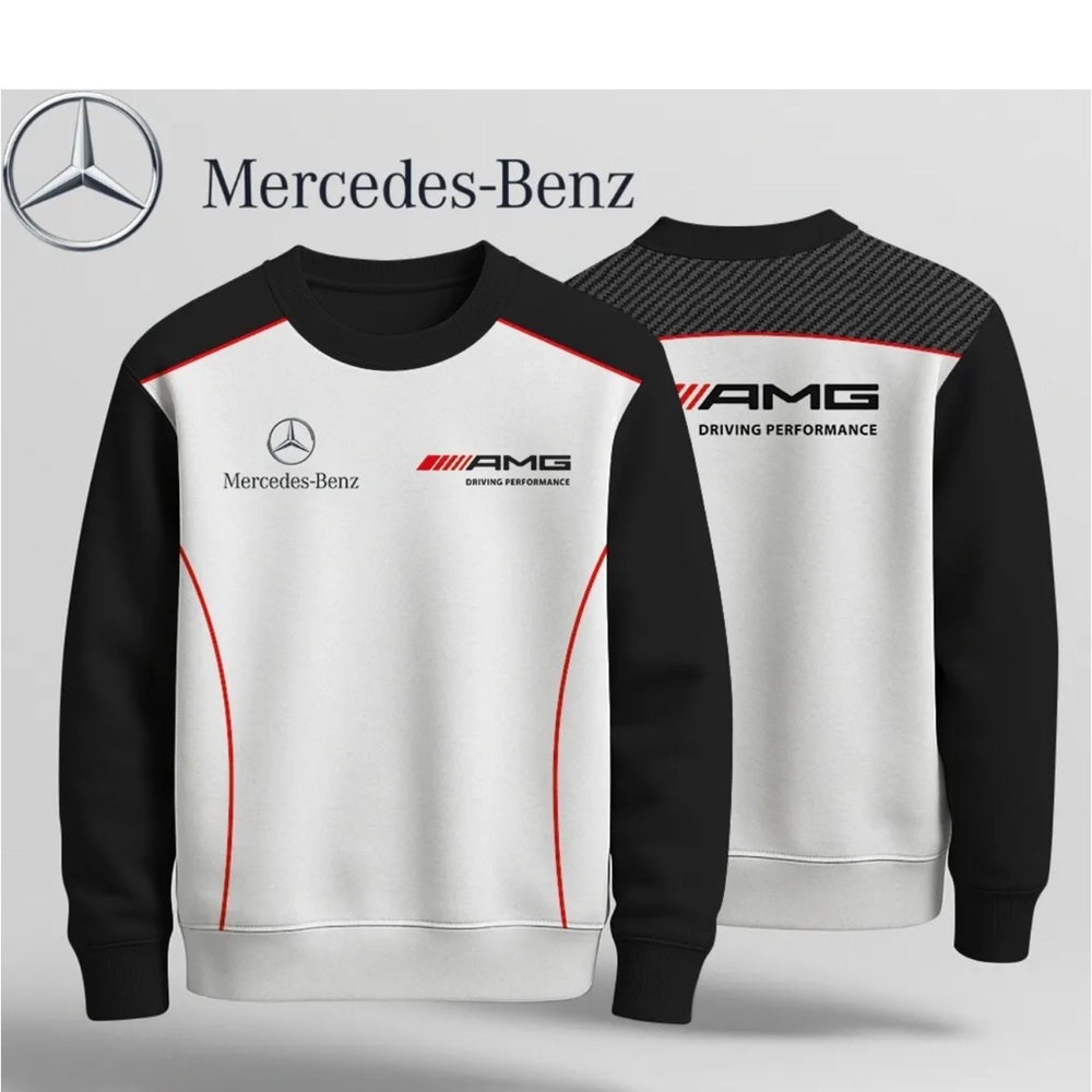 Mercedes-Benz AMG Men's Crewneck Sweatshirt- Black and White